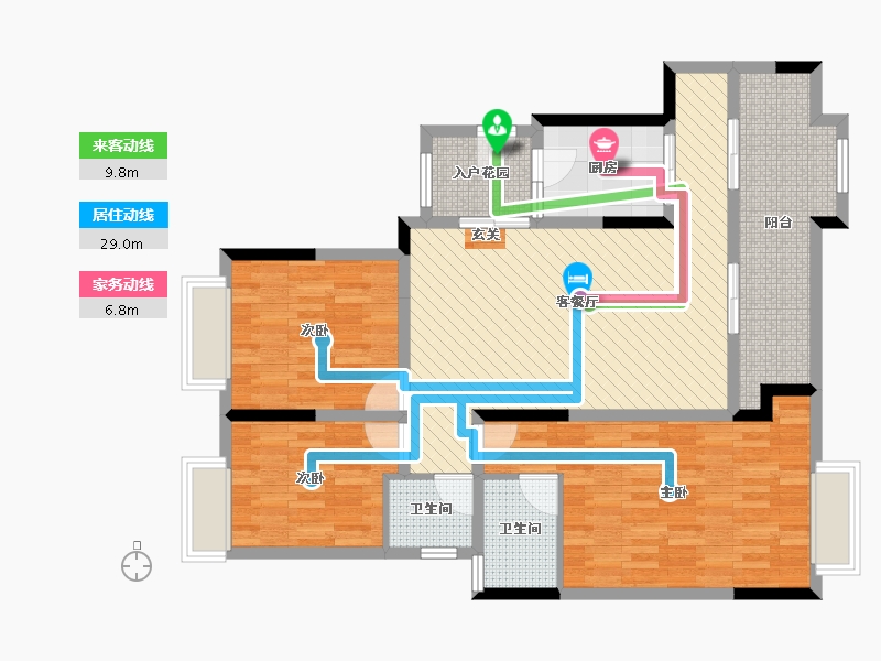 重庆-重庆市-金科中央公园城-105.00-户型库-动静线