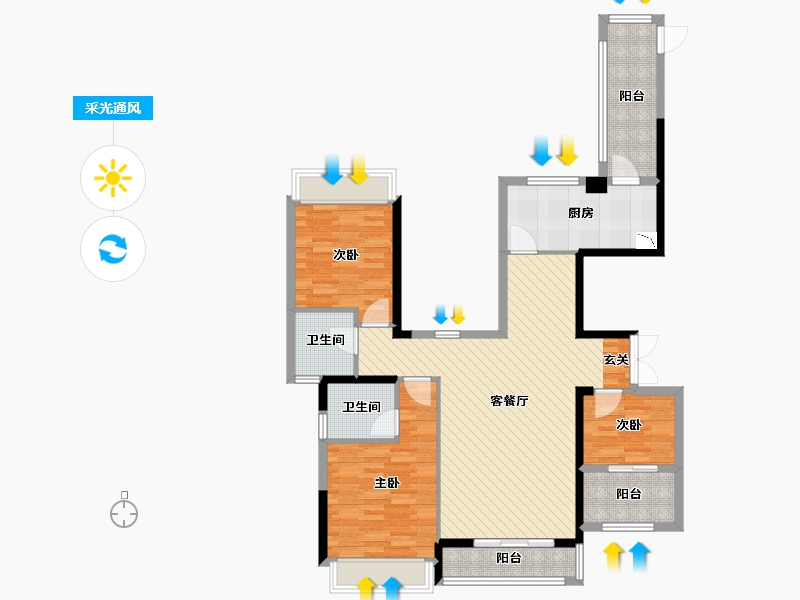 福建省-福州市-皇庭-102.44-户型库-采光通风