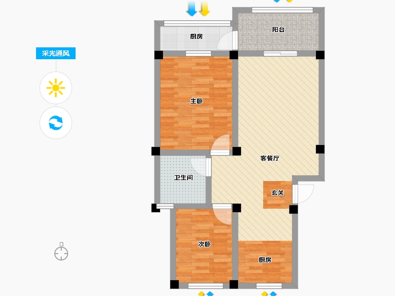 江苏省-泰州市-紫星铭苑-73.31-户型库-采光通风