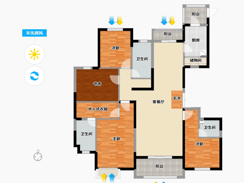 浙江省-嘉兴市-宏润花园-166.00-户型库-采光通风