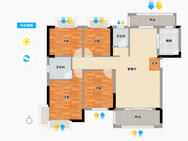 湖南省-株洲市-逸都花园-108.27-户型库-采光通风