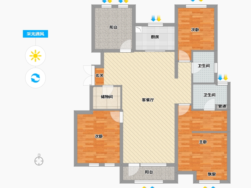 黑龙江省-双鸭山市-香溪悦府-114.56-户型库-采光通风