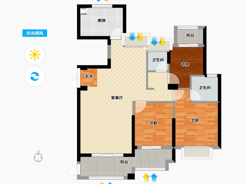 福建省-福州市-贵安新天地-97.58-户型库-采光通风