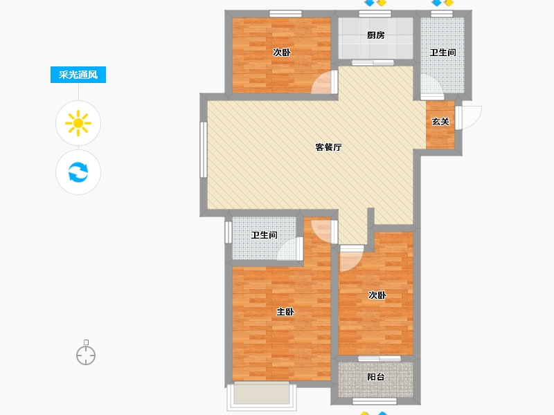 山东省-泰安市-中悦城-90.38-户型库-采光通风