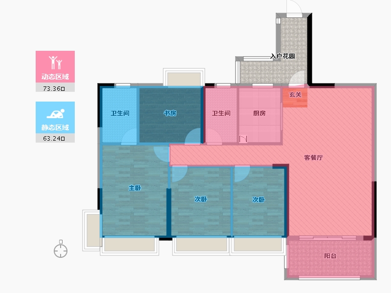 广东省-清远市-清新凯旋门-131.36-户型库-动静分区