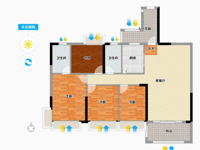 广东省-清远市-清新凯旋门-131.36-户型库-采光通风