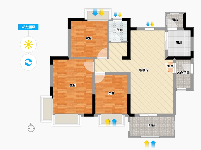 四川省-成都市-锦天新城-83.13-户型库-采光通风