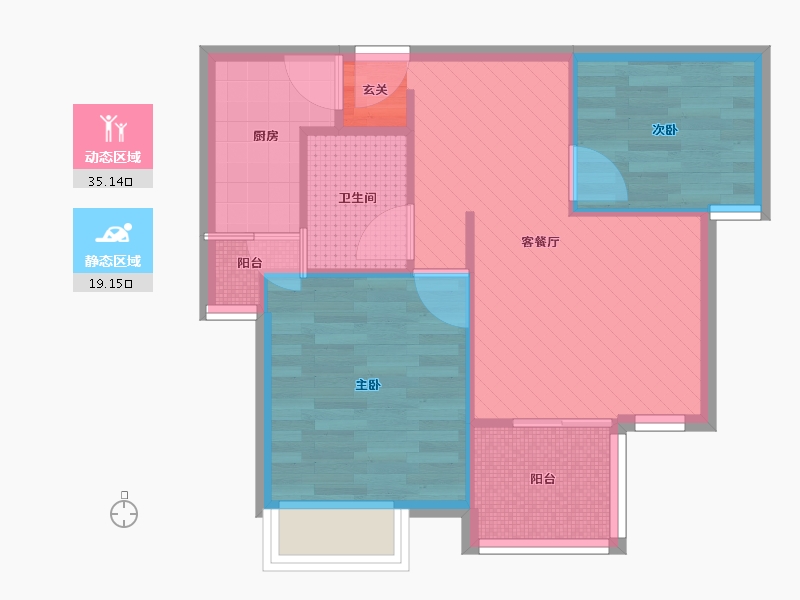 上海-上海市-馨佳园十一街坊-47.65-户型库-动静分区