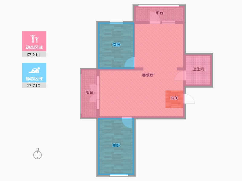 黑龙江省-齐齐哈尔市-南山花熙-84.50-户型库-动静分区