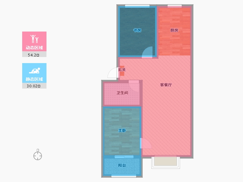 内蒙古自治区-赤峰市-钓鱼台C区-74.40-户型库-动静分区