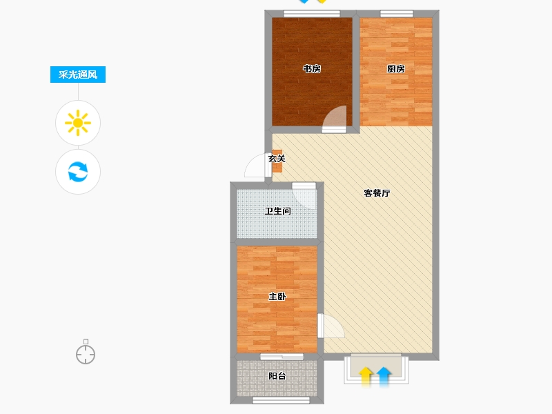 内蒙古自治区-赤峰市-钓鱼台C区-74.40-户型库-采光通风