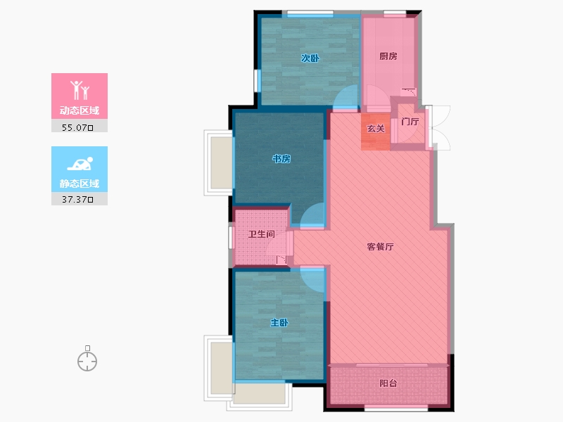 天津-天津市-蓟州区兴龙峰景苑-80.81-户型库-动静分区