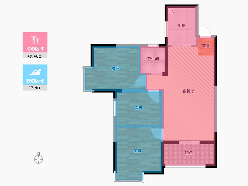 陕西省-安康市-兴科明珠-76.82-户型库-动静分区