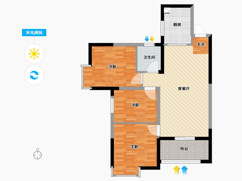 陕西省-安康市-兴科明珠-76.82-户型库-采光通风