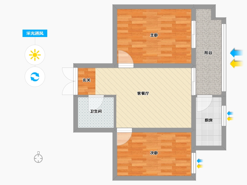 陕西省-西安市-东方尚城-54.52-户型库-采光通风