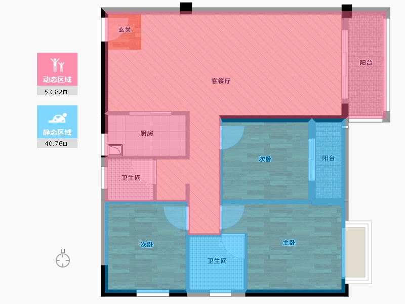 广西壮族自治区-河池市-吉朗花园-83.67-户型库-动静分区