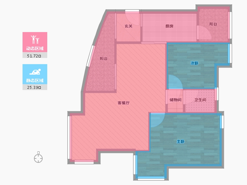 四川省-成都市-麓山国际社区-68.63-户型库-动静分区