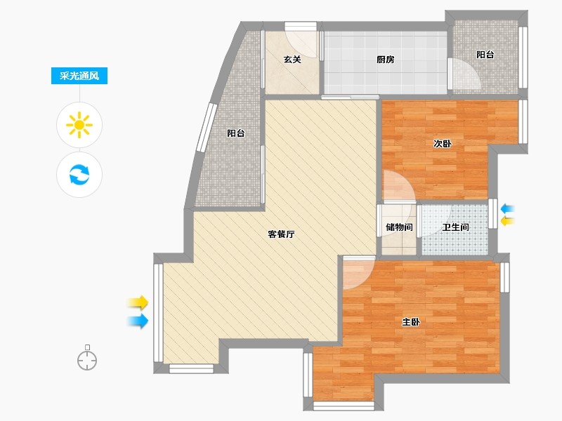 四川省-成都市-麓山国际社区-68.63-户型库-采光通风