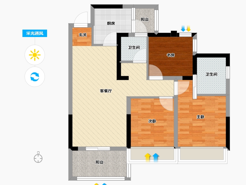 四川省-成都市-欧郡-72.50-户型库-采光通风