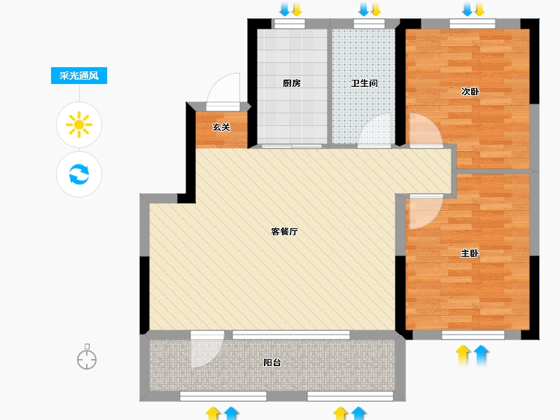 山东省-青岛市-天泰时光印象-71.00-户型库-采光通风