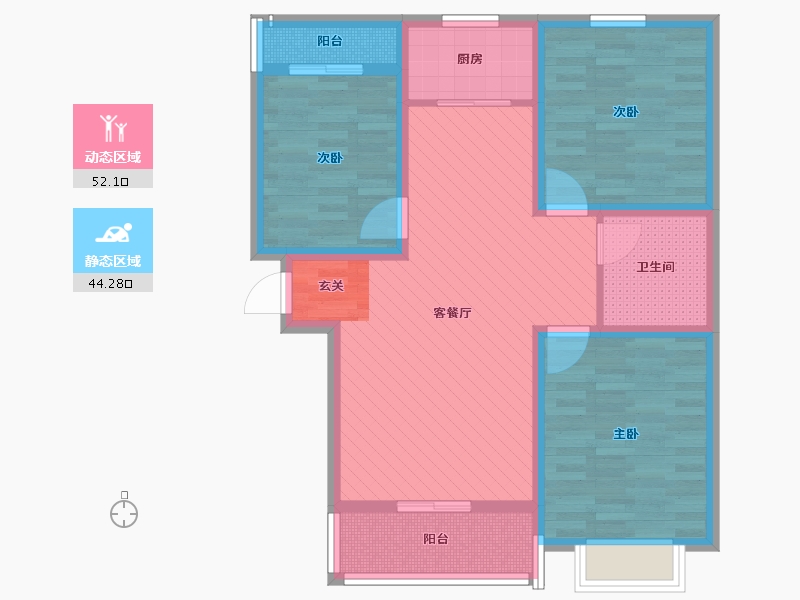 山西省-晋中市-清华苑-83.96-户型库-动静分区