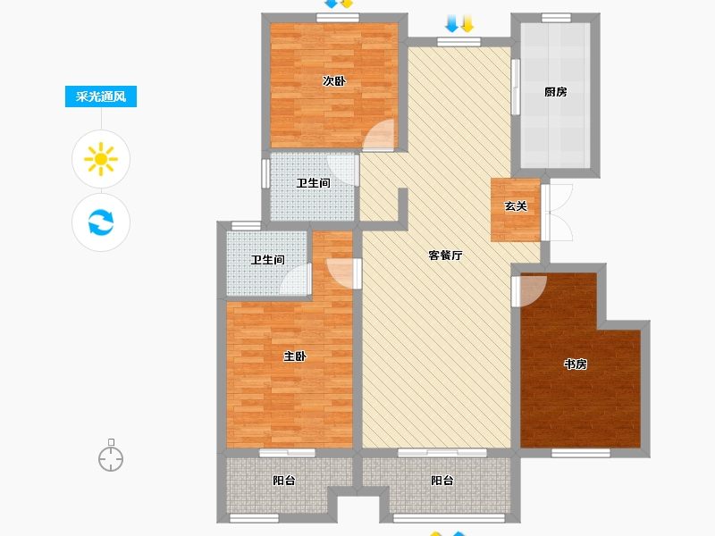 河北省-廊坊市-化辛小区-110.51-户型库-采光通风