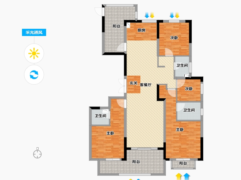 浙江省-嘉兴市-巴黎都市-150.00-户型库-采光通风