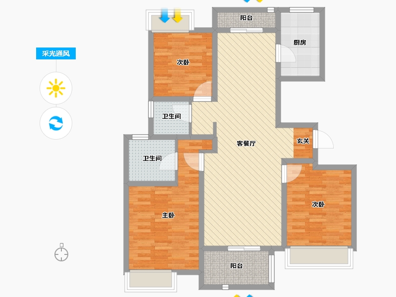 江苏省-盐城市-锦绣华府-92.00-户型库-采光通风