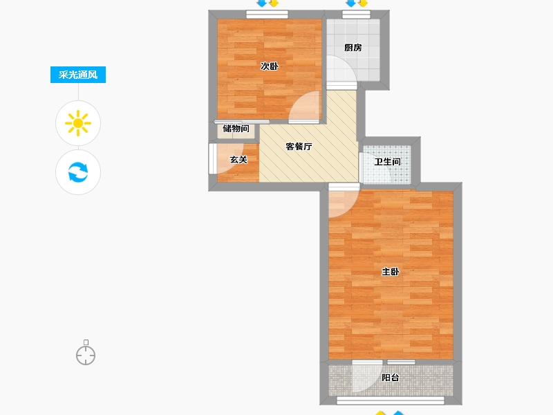 北京-北京市-海淀南路2号楼-38.62-户型库-采光通风