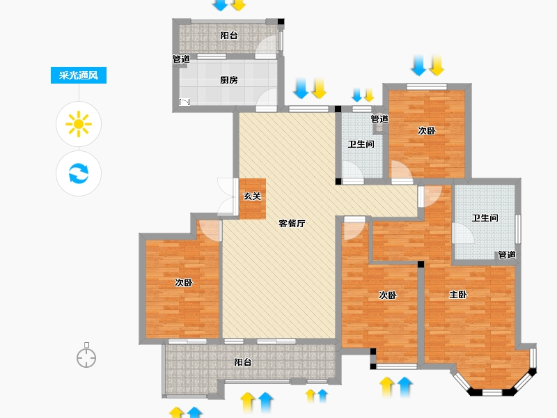 浙江省-温州市-瑞安-137.60-户型库-采光通风