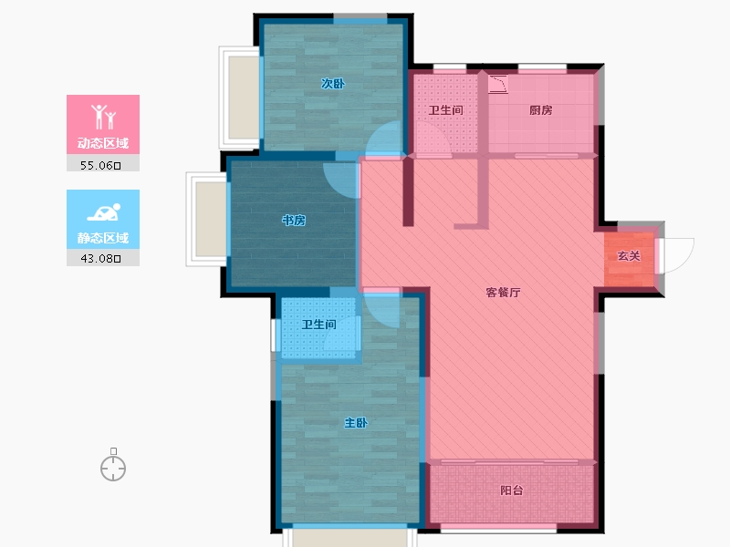 河南省-郑州市-亚星雅居-86.15-户型库-动静分区