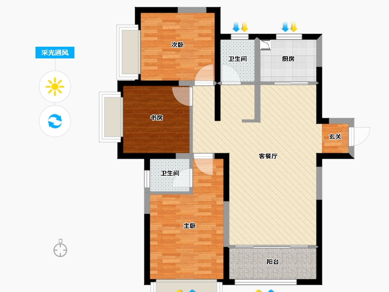 河南省-郑州市-亚星雅居-86.15-户型库-采光通风