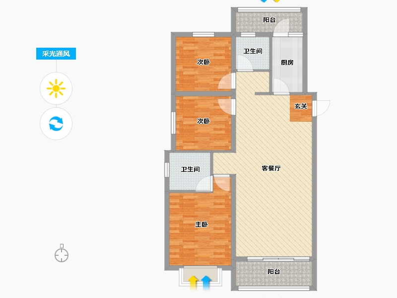 湖南省-怀化市-公园1号-91.02-户型库-采光通风