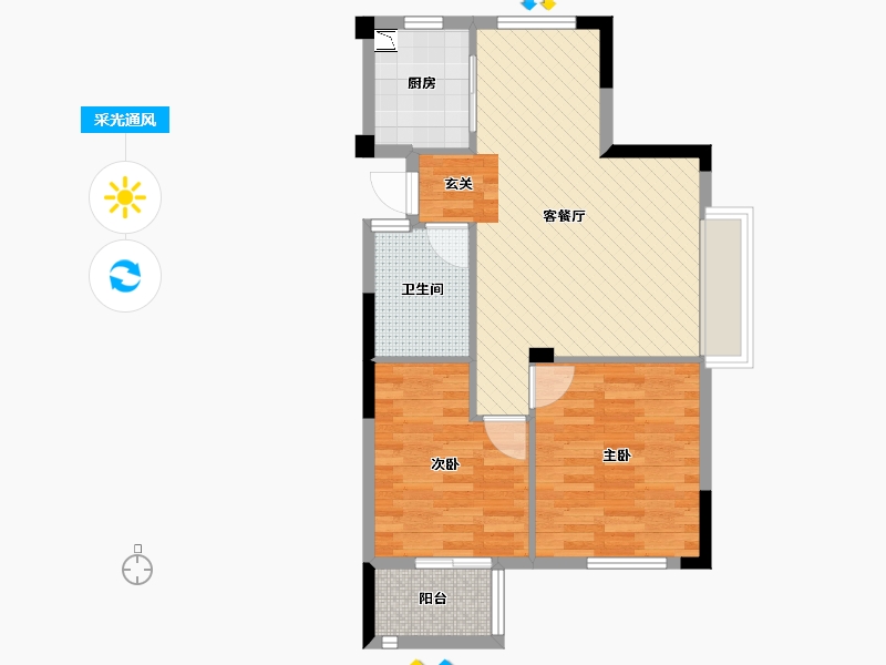 安徽省-宣城市-绿宝江南春天-64.15-户型库-采光通风