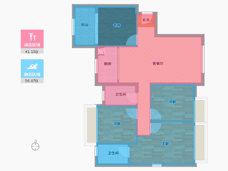 山西省-临汾市-中骏国际社区4期-86.03-户型库-动静分区