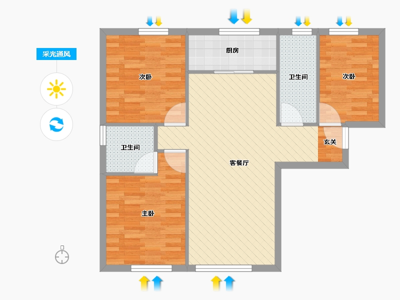 天津-天津市-全运村-74.65-户型库-采光通风