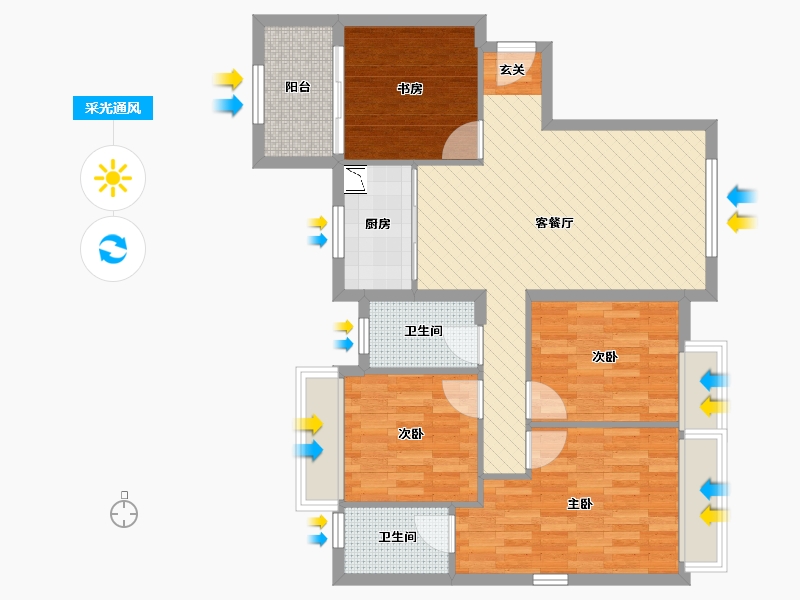 山西省-临汾市-中骏国际社区4期-86.03-户型库-采光通风