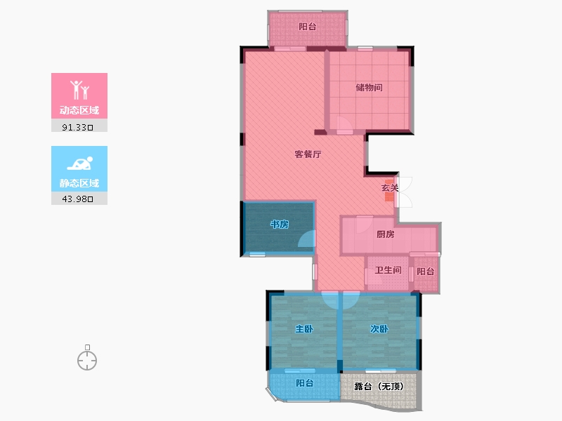 浙江省-金华市-学士华府-126.42-户型库-动静分区