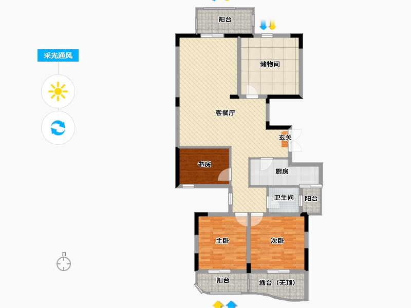 浙江省-金华市-学士华府-126.42-户型库-采光通风