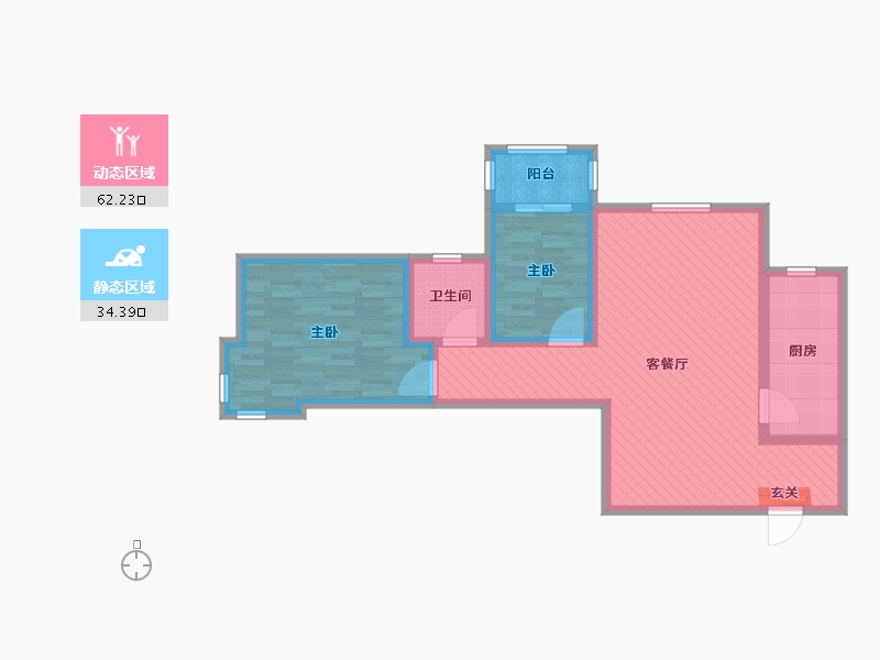 甘肃省-平凉市-世纪花园B区八号楼-84.80-户型库-动静分区