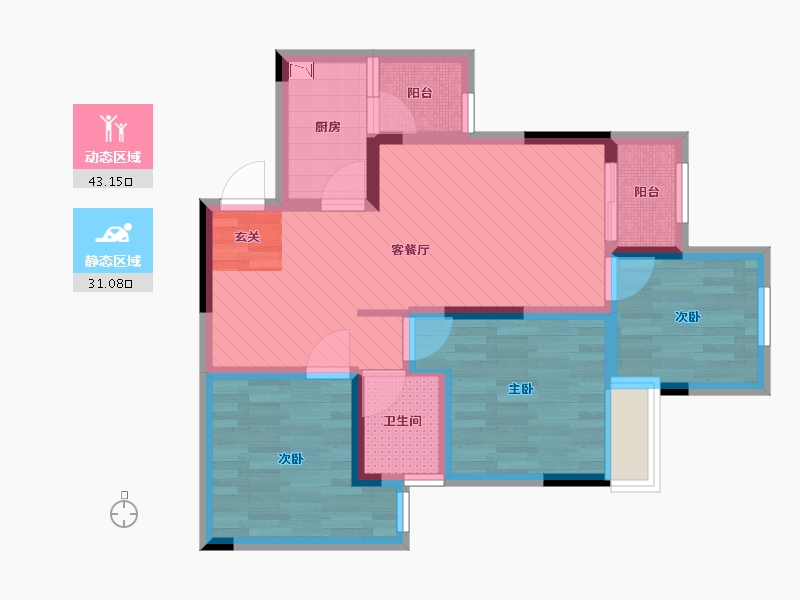 重庆-重庆市-远洋九公子-63.11-户型库-动静分区