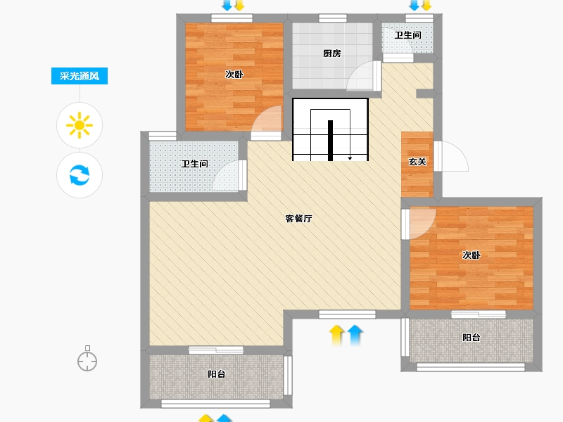 江苏省-苏州市-丽景湾-76.88-户型库-采光通风