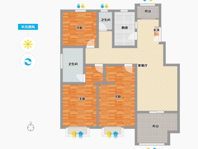 山东省-淄博市-紫御城-130.00-户型库-采光通风