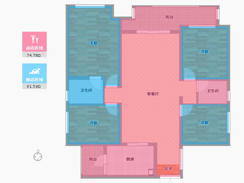 重庆-重庆市-昱湖壹号-120.12-户型库-动静分区