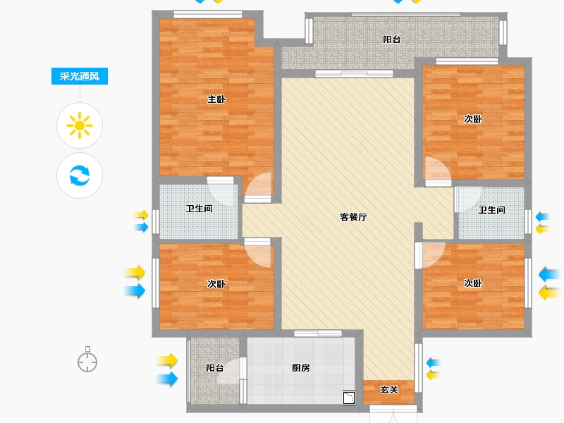 重庆-重庆市-昱湖壹号-120.12-户型库-采光通风