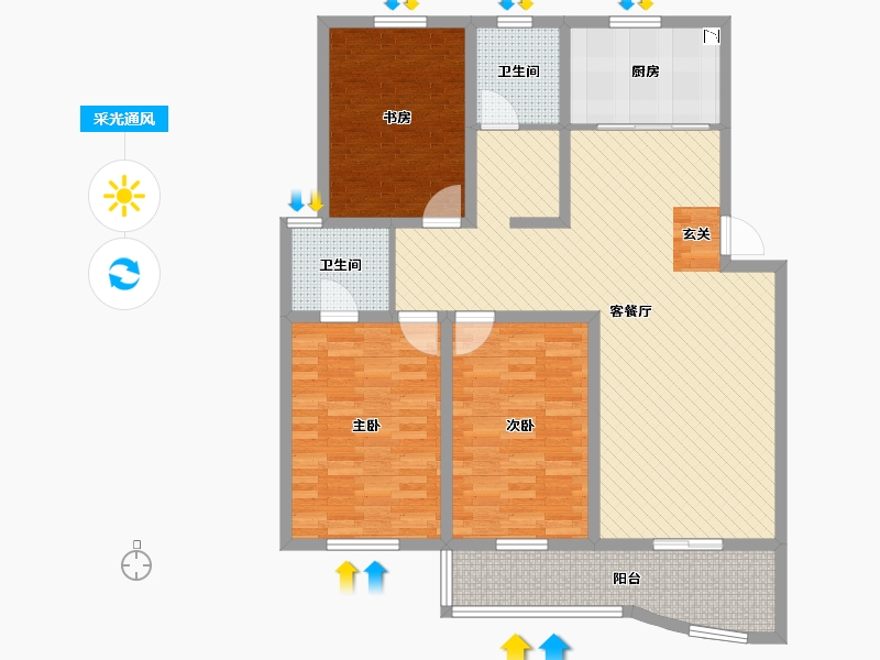 安徽省-淮北市-华佳梅苑-116.25-户型库-采光通风