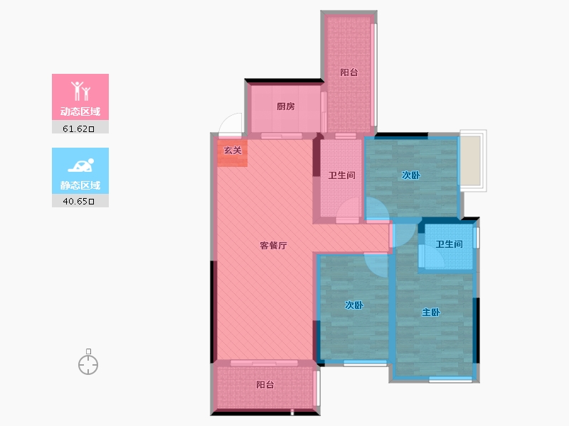 广西壮族自治区-梧州市-彰泰玫瑰园-88.55-户型库-动静分区