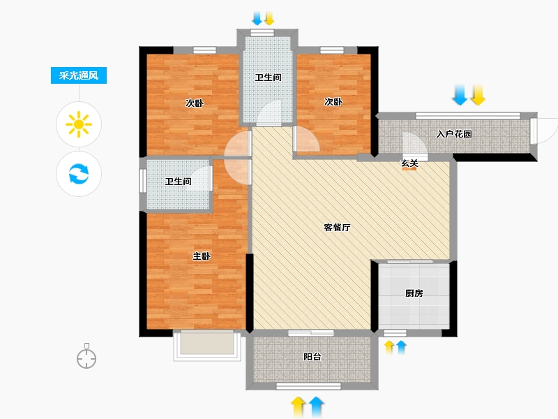 湖北省-荆州市-荆州.新天地-93.94-户型库-采光通风