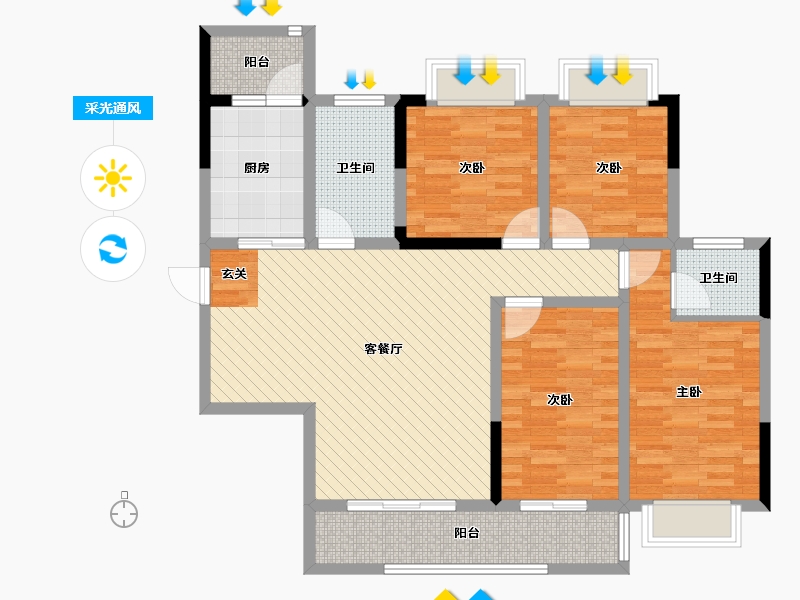 贵州省-六盘水市-锦绣名门-106.04-户型库-采光通风