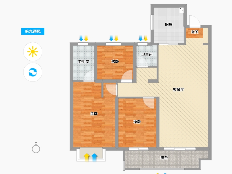 山东省-临沂市-星河城-96.00-户型库-采光通风